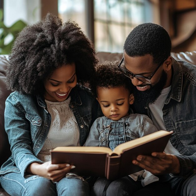 child-reading-picture-books-with-parents-family